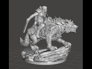 IG ROUGH RIDER ON WOLF MINIATURE MODEL FOR GAMES RPG DND 3D 打印模型