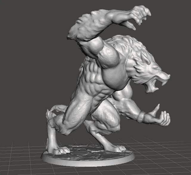 WEREWOLF ALPHA MINIATURE MODEL FOR FANTASY GAMES DnD AND RPG 3D Print Model .c4d .max .obj .3ds .fbx .stl .blend 