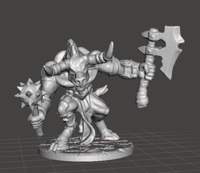 SAVAGE MINOTAUR MINIATURE MODEL FOR FANTASY GAMES DnD RPG 3D Print Model .c4d .max .obj .3ds .fbx .stl .blend 