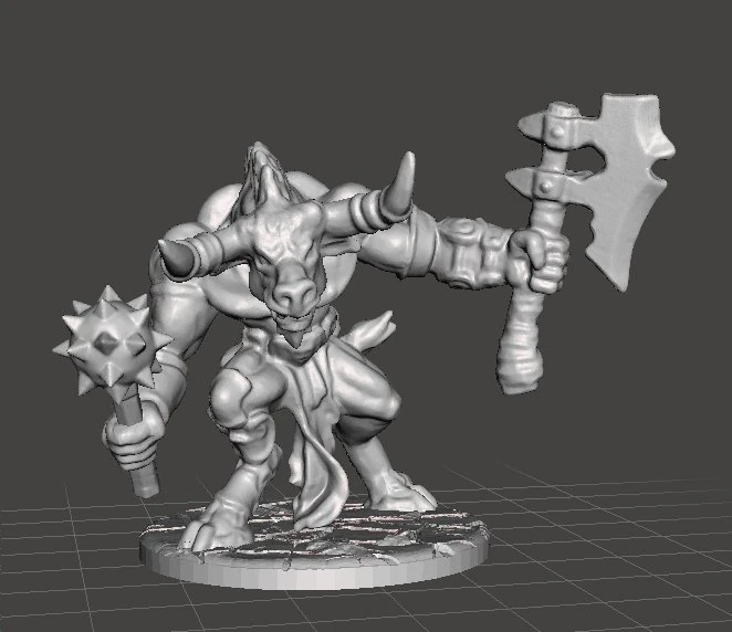 MODELO EM MINIATURA SAVAGE MINOTAUR PARA JOGOS DE FANTASIA DnD RPG Modelo de Impressão 3D .c4d .max .obj .3ds .fbx .stl .blend 