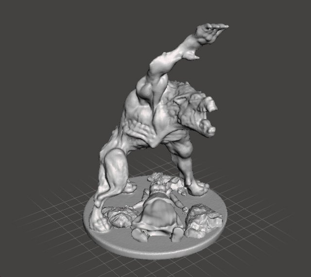 MUTANT WEREWOLF WITH VICTIM MINIATURE MODEL FOR FANTASY HORROR GAMES RPG DND Modelo de Impressão 3D .c4d .max .obj .3ds .fbx .stl .blend 