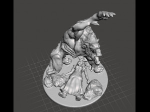 MUTANT WEREWOLF WITH VICTIM MINIATURE MODEL FOR FANTASY HORROR GAMES RPG DND Modelo de Impressão 3D
