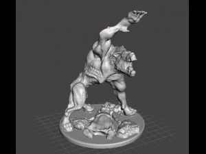 MUTANT WEREWOLF WITH VICTIM MINIATURE MODEL FOR FANTASY HORROR GAMES RPG DND 3D Print Model