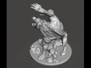 MUTANT WEREWOLF WITH VICTIM MINIATURE MODEL FOR FANTASY HORROR GAMES RPG DND 3D Print Model