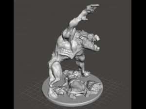 MUTANT WEREWOLF WITH VICTIM MINIATURE MODEL FOR FANTASY HORROR GAMES RPG DND 3D Print Model