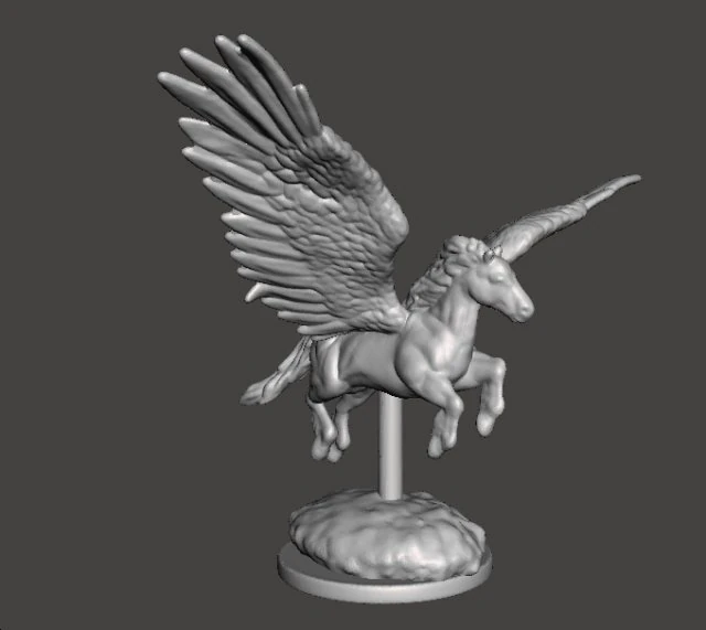 PEGASUS VOANDO COM MODELO DE MINIATURA DE BASE CÊNICA PARA JOGOS DE FANTASIA DND E RPG Modelo de Impressão 3D .c4d .max .obj .3ds .fbx .stl .blend