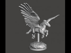 PEGASUS FLYING WITH SCENIC BASE MINIATURE MODEL FOR FANTASY GAMES DND AND RPG 3D Print Model