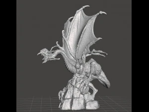 JABBERWOCK WITH SCENIC BASE MINIATURE MODEL FOR FANTASY GAMES DND RPG 3D Print Model