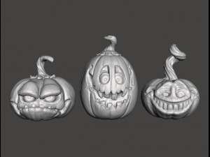 HALLOWEEN MAD PUMPKINS PACK FIGURE MODELS ORNAMENT DECORATION 3D Print Model
