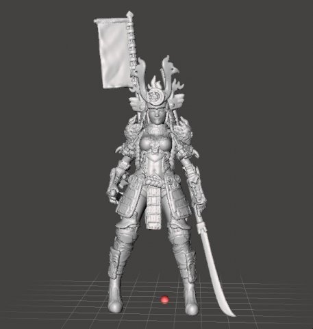 FEMALE SAMURAI WARLORD MINIATURE MODEL FOR FANTASY GAMES DND RPG 3Dプリントモデル .c4d .max .obj .3ds .fbx .stl .blend 