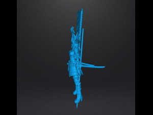 FEMALE SAMURAI WARLORD MINIATURE MODEL FOR FANTASY GAMES DND RPG 3Dプリントモデル