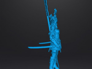 FEMALE SAMURAI WARLORD MINIATURE MODEL FOR FANTASY GAMES DND RPG 3Dプリントモデル