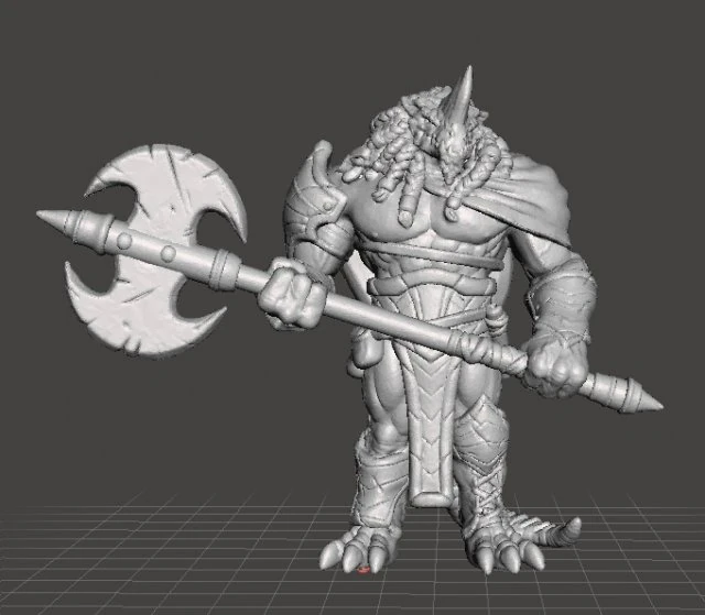MODELO EM MINIATURA DO CAMPEÃO BÁRBARO DRAGONBORN PARA JOGOS DE FANTASIA DND RPG Modelo de Impressão 3D .c4d .max .obj .3ds .fbx .stl .blend