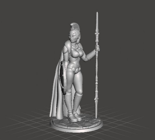 FEMALE SPARTAN WARRIOR SPEAR AND SHIELD MINIATURE MODEL FOR GAMES DnD RPG 3D Baskı Modeli .c4d .max .obj .3ds .fbx .stl .blend 