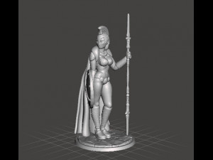 FEMALE SPARTAN WARRIOR SPEAR AND SHIELD MINIATURE MODEL FOR GAMES DnD RPG 3D Print Model