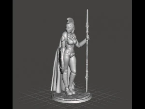 МИНИАТЮРНАЯ МОДЕЛЬ ЖЕНСКОГО СПАРТАНСКОГО ВОИНА С КОПЬЕМ И ЩИТОМ ДЛЯ ИГР DnD RPG 3D Принт Модель