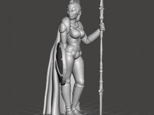 FEMALE SPARTAN WARRIOR SPEAR AND SHIELD MINIATURE MODEL FOR GAMES DnD RPG 3D Baskı Modeli