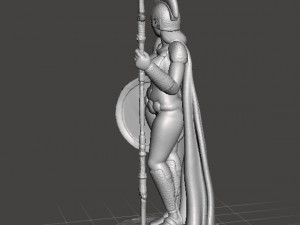 FEMALE SPARTAN WARRIOR SPEAR AND SHIELD MINIATURE MODEL FOR GAMES DnD RPG 3D Baskı Modeli
