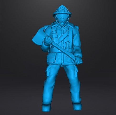 FIREMAN WITH AXE MINIATURE MODEL FIGURE FOR GAMES DND RPG 3D Print Model .c4d .max .obj .3ds .fbx .stl .blend 
