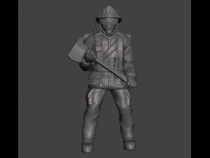 FIREMAN WITH AXE MINIATURE MODEL FIGURE FOR GAMES DND RPG 3D Print Model