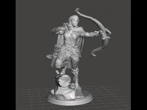FEMALE RANGER MINIATURE MODEL FOR FANTASY GAMES DND RPG 3D Print Model