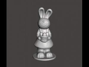 EASTER BUNNY WITH BASKET AND EGGS FIGURE MODEL ORNAMENT 3D Print Model