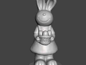 EASTER BUNNY WITH BASKET AND EGGS FIGURE MODEL ORNAMENT 3D Print Model