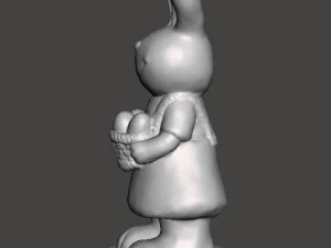 EASTER BUNNY WITH BASKET AND EGGS FIGURE MODEL ORNAMENT 3D Print Model