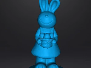 EASTER BUNNY WITH BASKET AND EGGS FIGURE MODEL ORNAMENT 3D Print Model