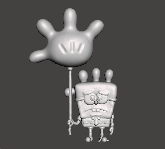 SPONGEBOB WITH BALLOON GLOVE WORLD FIGURE MODEL CARTOON 3D Print Model .c4d .max .obj .3ds .fbx .stl .blend 