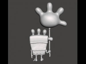 SPONGEBOB WITH BALLOON GLOVE WORLD FIGURE MODEL CARTOON 3D Print Model