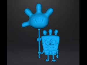 SPONGEBOB WITH BALLOON GLOVE WORLD FIGURE MODEL CARTOON 3D Print Model