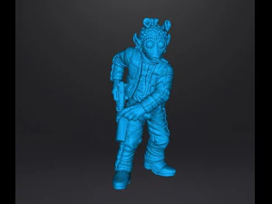 RODIAN BOUNTY HUNTER MINIATURE FIGURE FOR SCIFI GAMES DND RPG 3D Print Model