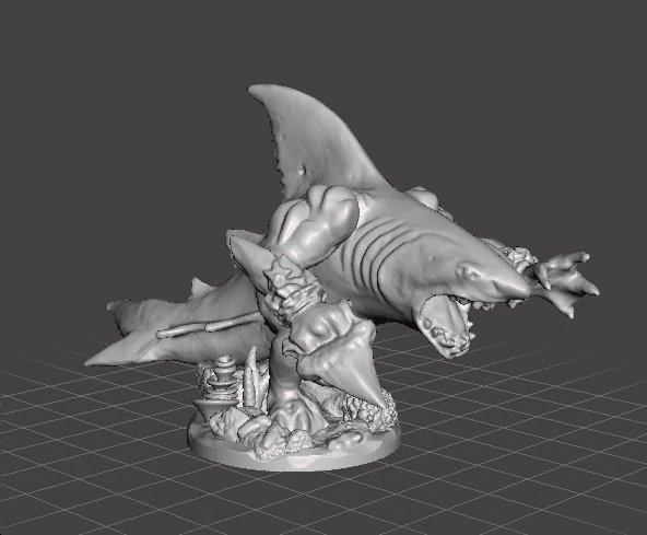 WERESHARK WARRIOR MINIATURE MODEL FOR FANTASY GAMES DND RPG 3D Print Model .c4d .max .obj .3ds .fbx .stl .blend 