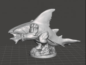 WERESHARK WARRIOR MINIATURE MODEL FOR FANTASY GAMES DND RPG 3D Print Model
