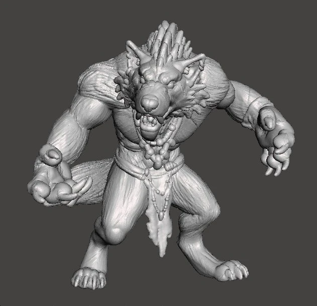 WEREWOLF MINIATURE MODEL FOR FANTASY OR HORROR GAMES RPG DND 3D Print Model .c4d .max .obj .3ds .fbx .stl .blend 