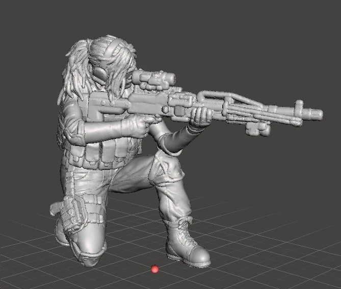 MODELLO IN MINIATURA DI SOLDATO CECCHINO FEMMINILE PER GIOCHI SCIFI DND E RPG Modello di stampa 3D .c4d .max .obj .3ds .fbx .stl .blend 