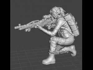 MODELLO IN MINIATURA DI SOLDATO CECCHINO FEMMINILE PER GIOCHI SCIFI DND E RPG Modello di stampa 3D