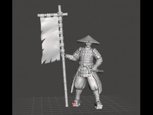 JAPANESE SAMURAI STANDARD BEARER MINIATURE MODEL FOR FANTASY GAMES DND AND RPG 3Dプリントモデル