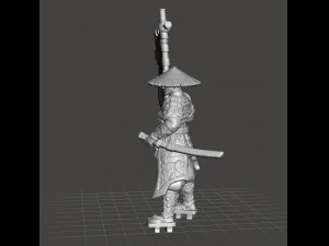 JAPANESE SAMURAI STANDARD BEARER MINIATURE MODEL FOR FANTASY GAMES DND AND RPG 3D Print Model