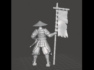 JAPANESE SAMURAI STANDARD BEARER MINIATURE MODEL FOR FANTASY GAMES DND AND RPG 3Dプリントモデル