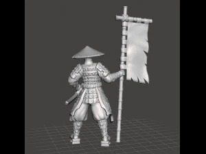 JAPANESE SAMURAI STANDARD BEARER MINIATURE MODEL FOR FANTASY GAMES DND AND RPG 3D Print Model