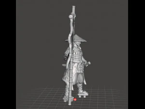 JAPANESE SAMURAI STANDARD BEARER MINIATURE MODEL FOR FANTASY GAMES DND AND RPG 3D Print Model
