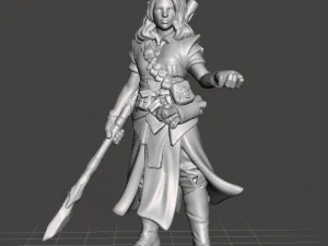 FEMALE ELF HEALER MAGE MINIATURE MODEL FOR FANTASY GAMES DND RPG 3D Print Model