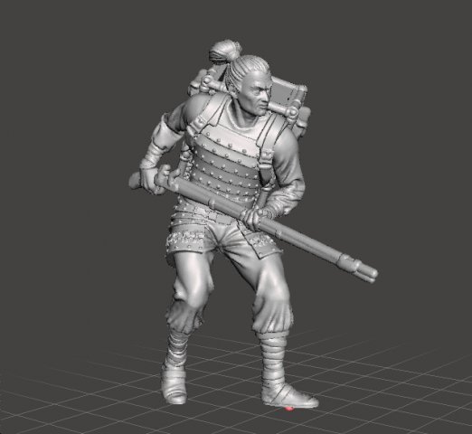 JAPANESE SOLDIER WITH MUSKET MINIATURE MODEL FOR FANTASY GAMES DND RPG Modelo de impresión 3D .c4d .max .obj .3ds .fbx .stl .blend 