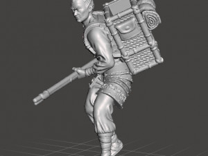 JAPANESE SOLDIER WITH MUSKET MINIATURE MODEL FOR FANTASY GAMES DND RPG Modelo de impresión 3D