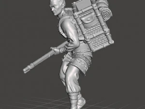 SOLDATO GIAPPONESE CON MOSCHETTO MODELLO IN MINIATURA PER GIOCHI FANTASY DND RPG Modello di stampa 3D
