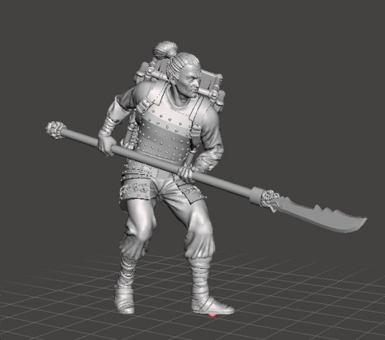 JAPANESE SOLDIER WITH SPEAR MINIATURE MODEL FOR FANTASY GAMES DND RPG 3D Print Model .c4d .max .obj .3ds .fbx .stl .blend 