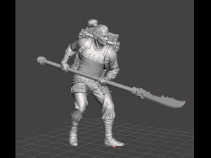 JAPANESE SOLDIER WITH SPEAR MINIATURE MODEL FOR FANTASY GAMES DND RPG 3D Print Model