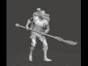 МИНИАТЮРНАЯ МОДЕЛЬ ЯПОНСКОГО СОЛДАТА С КОПЬЕМ ДЛЯ ФЭНТЕЗИ-ИГР DND RPG 3D Принт Модель